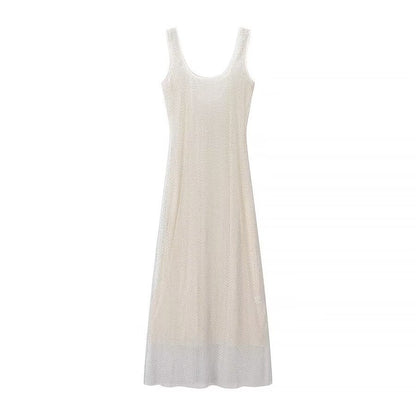 Fall Women Clothing Simple Light Diamond Vest Dress