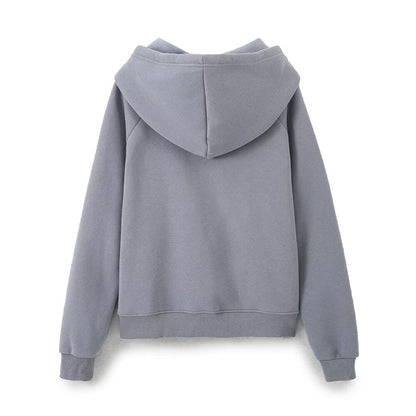 Fall Women Clothing Stylish Simple Hooded Washed Sweatshirt