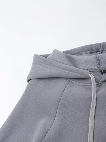 Fall Women Clothing Stylish Simple Hooded Washed Sweatshirt