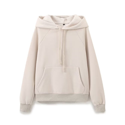 Fall Women Clothing Stylish Simple Hooded Washed Sweatshirt