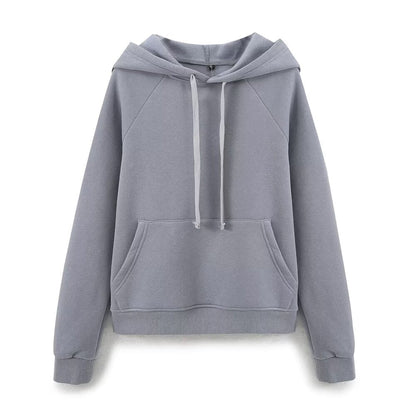 Fall Women Clothing Stylish Simple Hooded Washed Sweatshirt