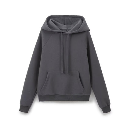 Fall Women Clothing Stylish Simple Hooded Washed Sweatshirt