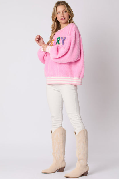 Autumn Winter Women Clothing Christmas Letter Graphic Drilling Long Sleeve Pullover Hoodie round Neck Top