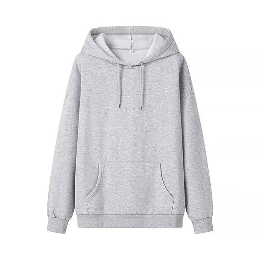 Winter Women Casual Drawstring Pocket Decoration Long Sleeve Hooded Fleece Lined Sweatshirt