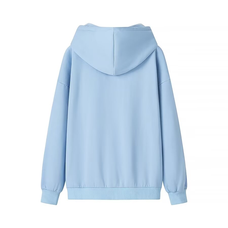 Winter Women Casual Drawstring Pocket Decoration Long Sleeve Hooded Fleece Lined Sweatshirt