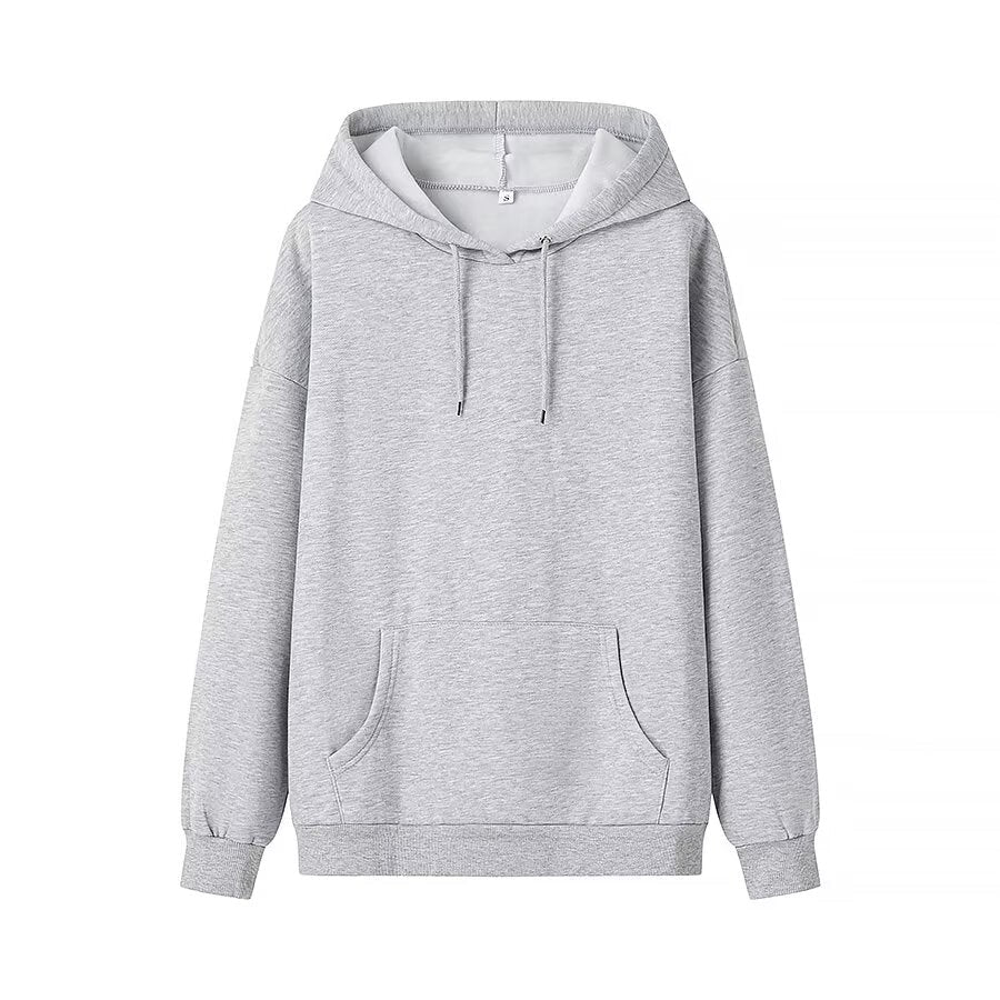 Winter Women Casual Drawstring Pocket Decoration Long Sleeve Hooded Fleece Lined Sweatshirt