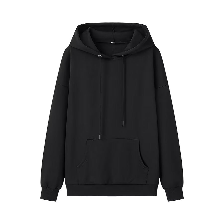 Winter Women Casual Drawstring Pocket Decoration Long Sleeve Hooded Fleece Lined Sweatshirt