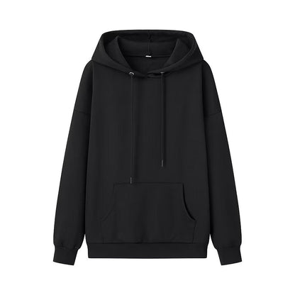 Winter Women Casual Drawstring Pocket Decoration Long Sleeve Hooded Fleece Lined Sweatshirt
