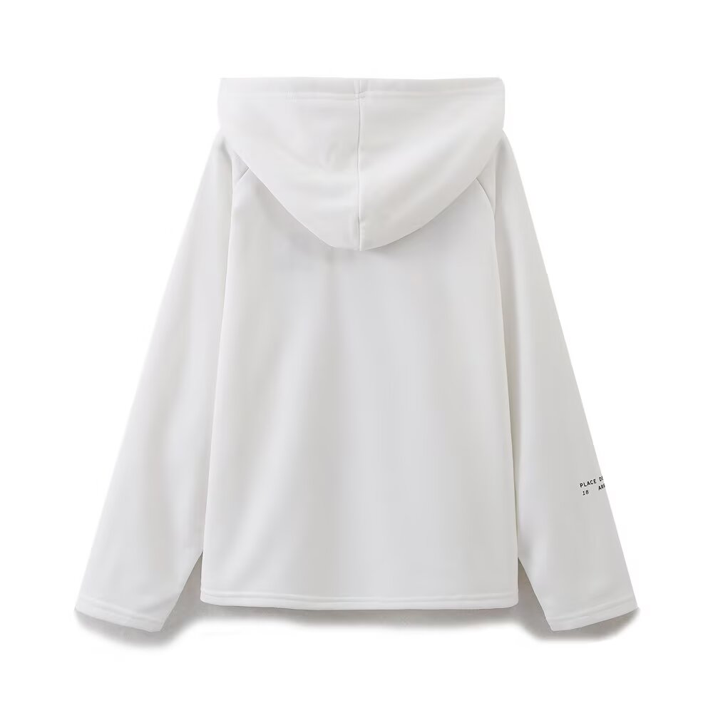 Women Clothing Spring Office All Matching Letter Graphic Embroidered Decorative Hooded Sweatshirt