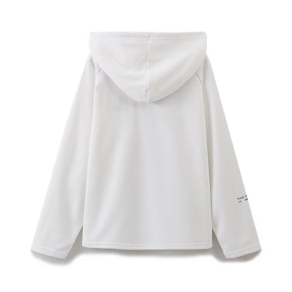 Women Clothing Spring Office All Matching Letter Graphic Embroidered Decorative Hooded Sweatshirt