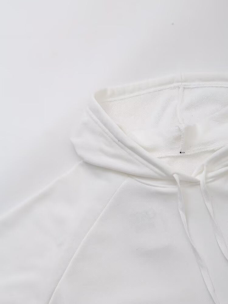 Women Clothing Spring Office All Matching Letter Graphic Embroidered Decorative Hooded Sweatshirt