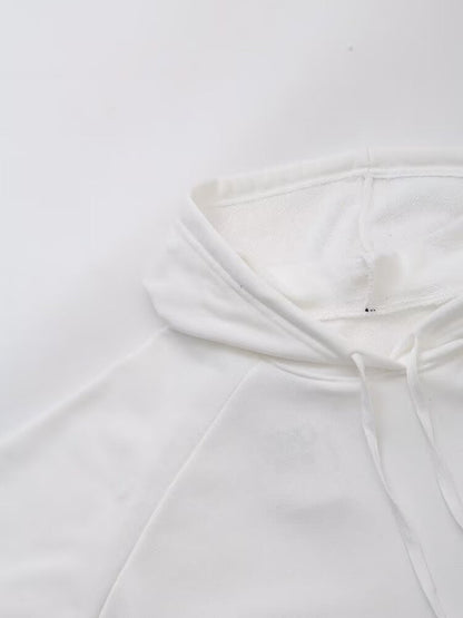 Women Clothing Spring Office All Matching Letter Graphic Embroidered Decorative Hooded Sweatshirt