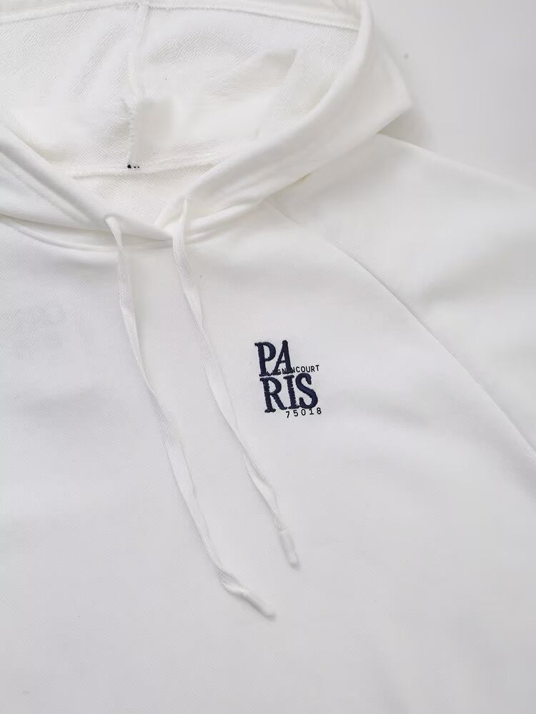 Women Clothing Spring Office All Matching Letter Graphic Embroidered Decorative Hooded Sweatshirt