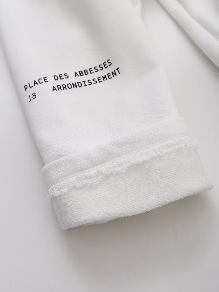 Women Clothing Spring Office All Matching Letter Graphic Embroidered Decorative Hooded Sweatshirt