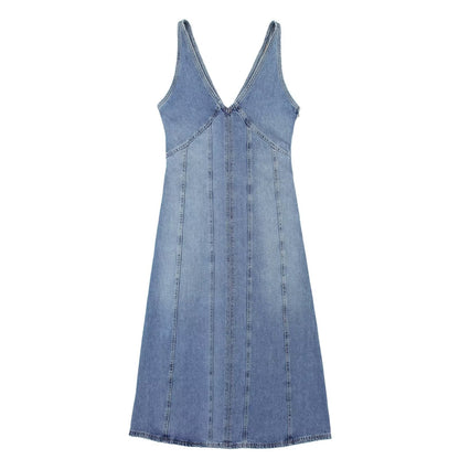 Women Clothing Casual Denim Midi Dress