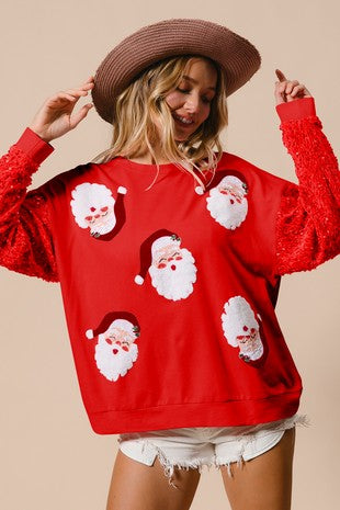 Women Clothing Sweet Sequ Sleeve Top Christmas Long Sleeved Sweatshirt Women