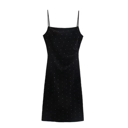Winter Women Clothing Highlight Velvet Fold Split Suspender Dresses