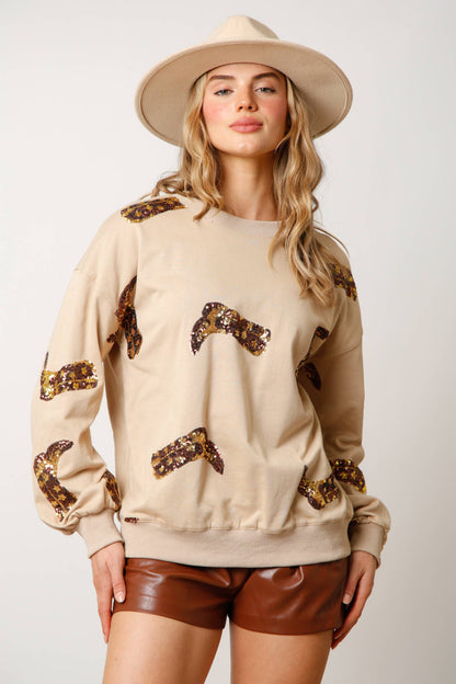 Spring Women Clothing Valentine Day Sequined Long Sleeved Sweatshirt Sweet Fresh Top Women