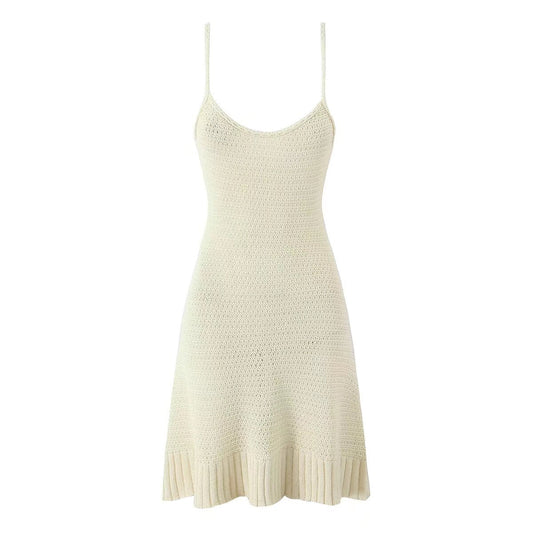 Spring Summer Backless Slim Fit Figure Flattering Sexy Cutout Knitted Sling Short Dress