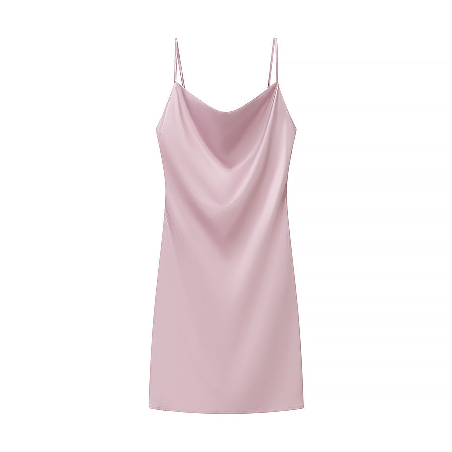 Sexy Satin Multi Color Suspenders Short Dress Spring