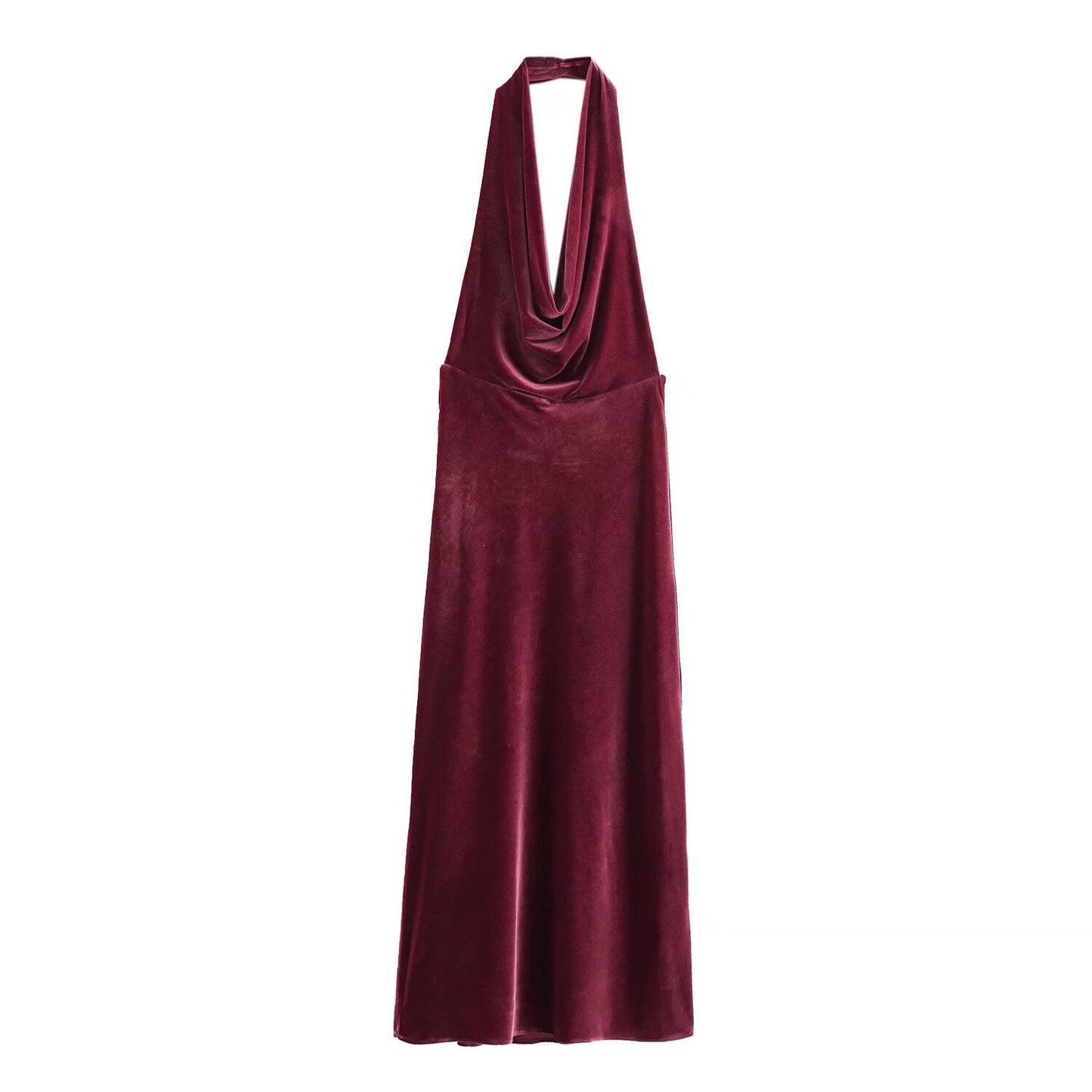 Spring Lightly Mature Sexy Backless Slim Fit Figure Flattering Hanging Collar Dress