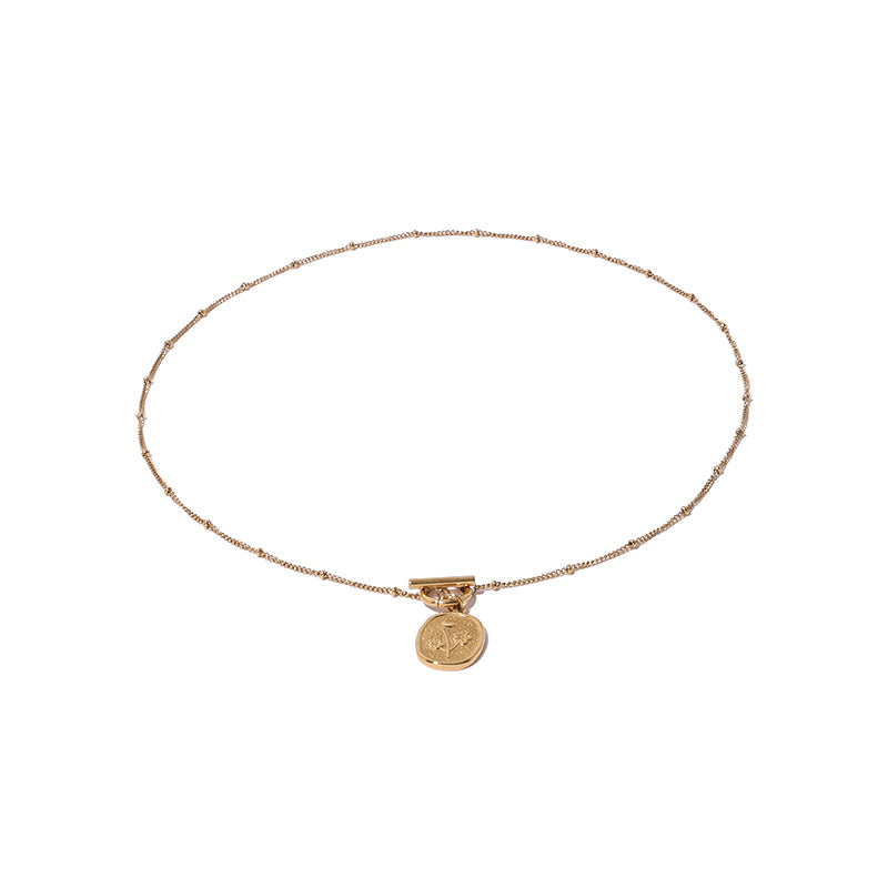 OT Buckle Engraved Titanium Steel Necklace Of Oval Pendant