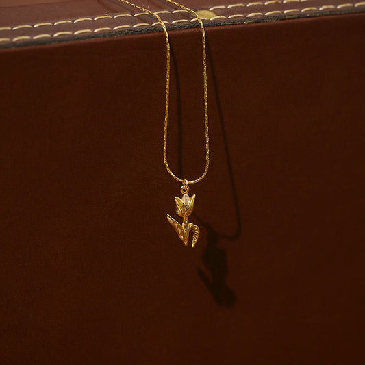 Vintage Tulip Shaped Zircon Necklace