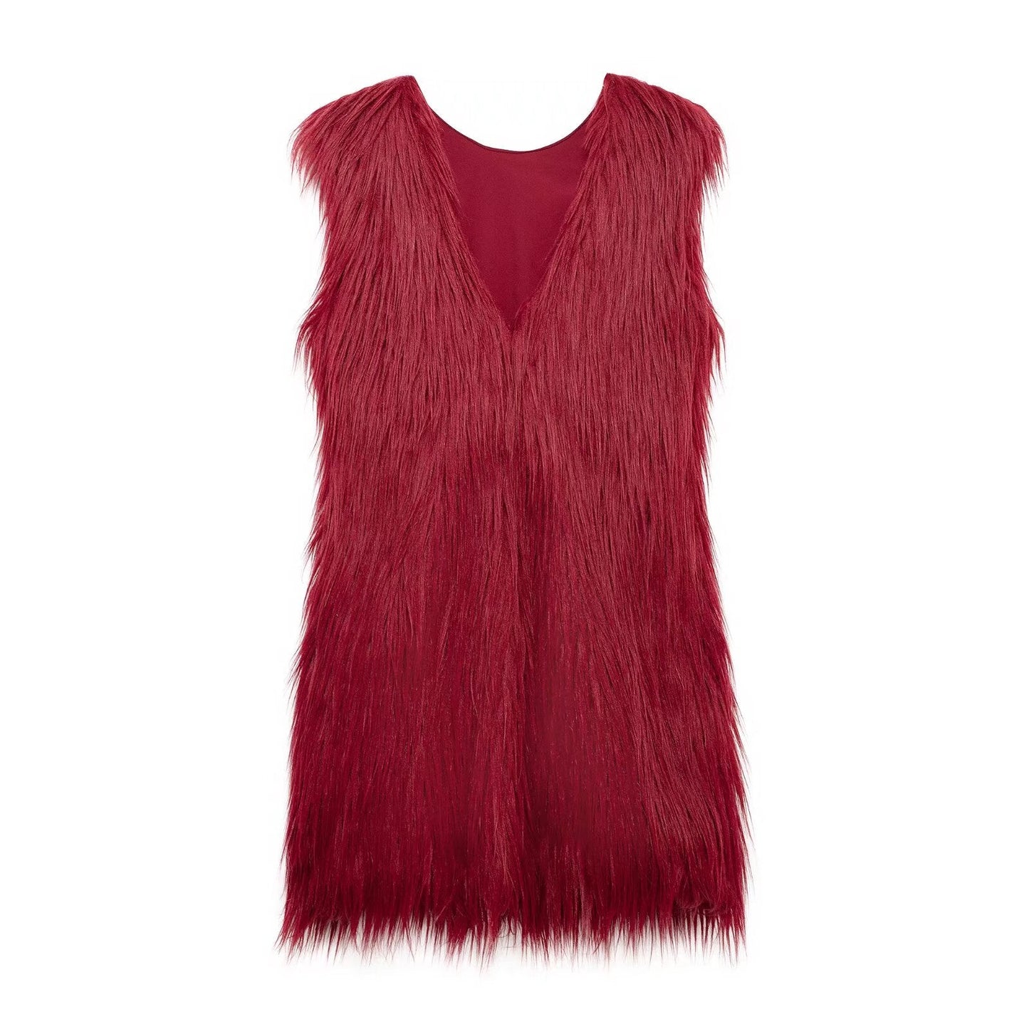 Winter Women Clothing Sleeveless Artificial Fur Effect Dress