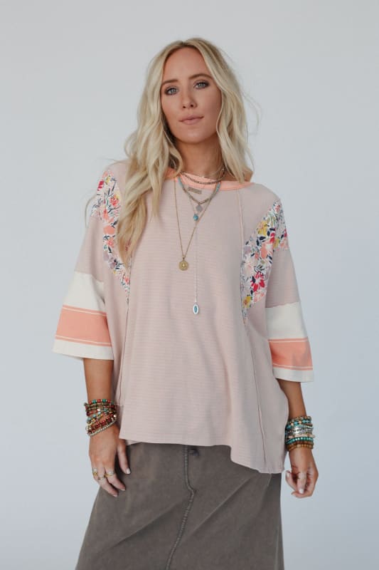 Autumn Women Clothing Color Matching Printed Top Casual Loose 3/4 Sleeve Sweater Women