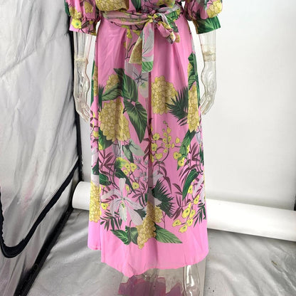 Women Printing Elegant Young Long Sleeve Skirt Two Piece Set