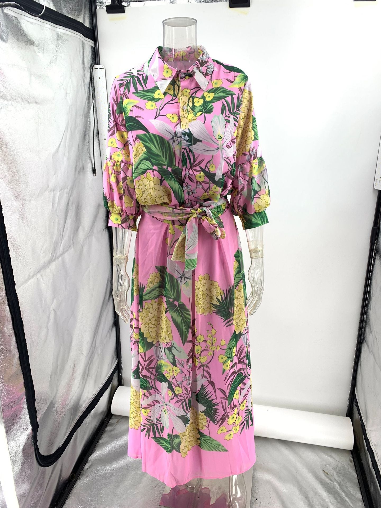 Women Printing Elegant Young Long Sleeve Skirt Two Piece Set