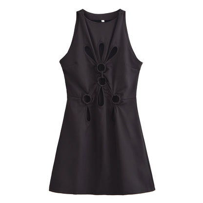 Women Sexy Cutout Sleeveless round Neck Graceful Vest Dress