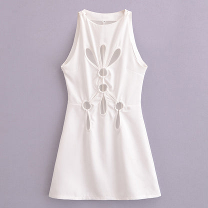 Women Sexy Cutout Sleeveless round Neck Graceful Vest Dress