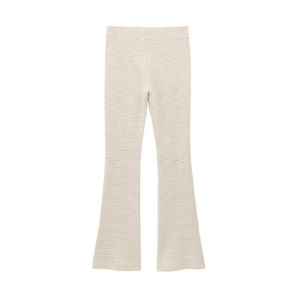 Spring Summer Women Clothing Bowknot Long Sleeved Top Bell Bottom Pants