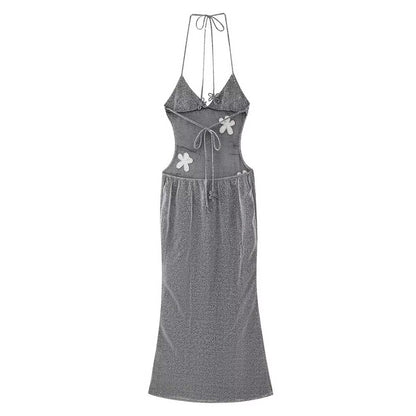 Women Clothing Graceful Fashionable Deep V Plunge Strap Slim Fit Backless Micro Transparent Evening Dress