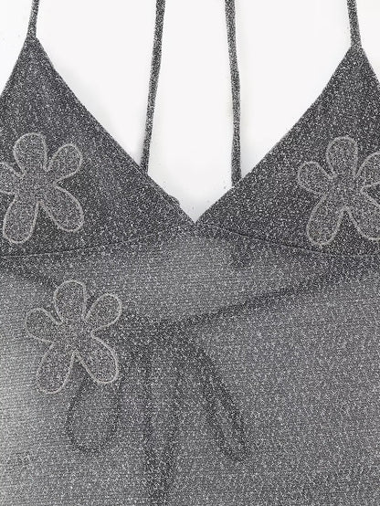 Women Clothing Graceful Fashionable Deep V Plunge Strap Slim Fit Backless Micro Transparent Evening Dress