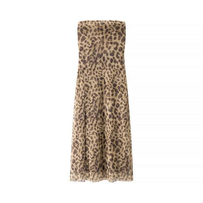 Homemade Women Clothing Classic All Match Western Leopard Print Dress