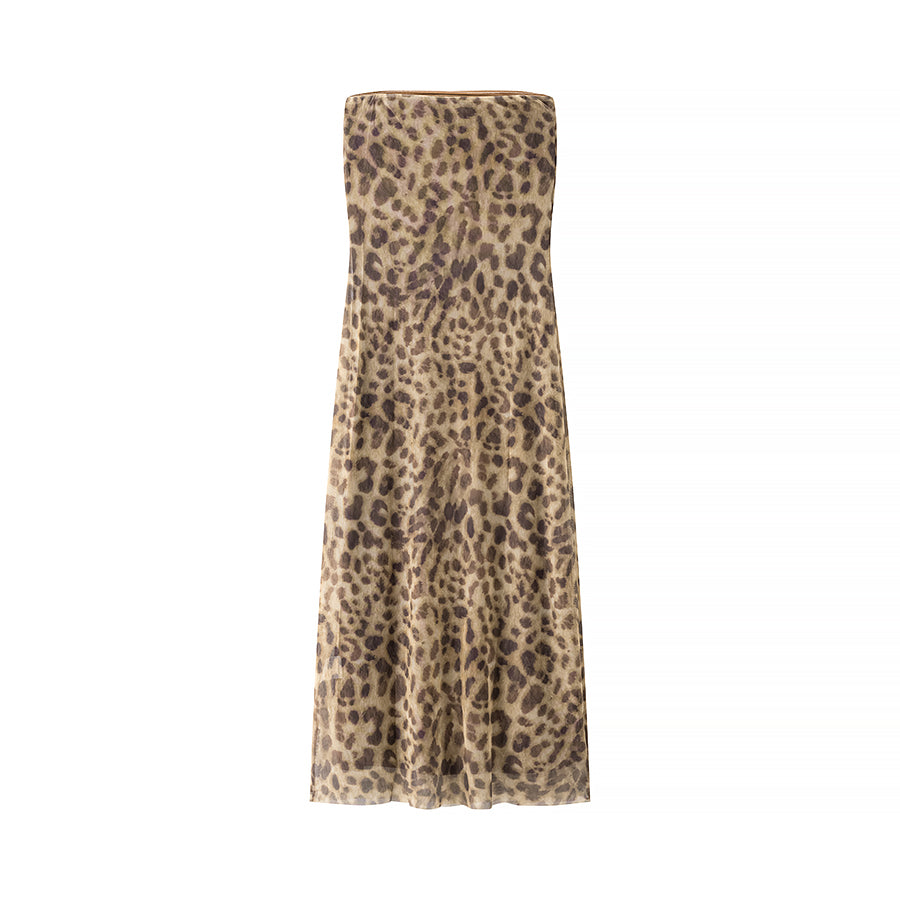 Homemade Women Clothing Classic All Match Western Leopard Print Dress