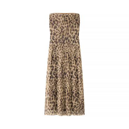 Homemade Women Clothing Classic All Match Western Leopard Print Dress
