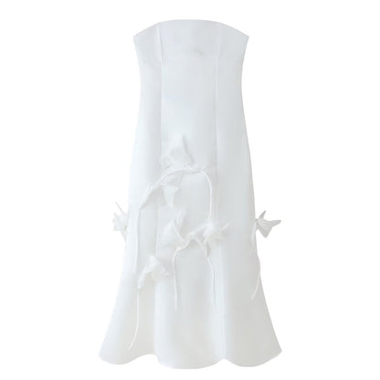 Spring Women Clothing French Design Floral Tube Top Dress