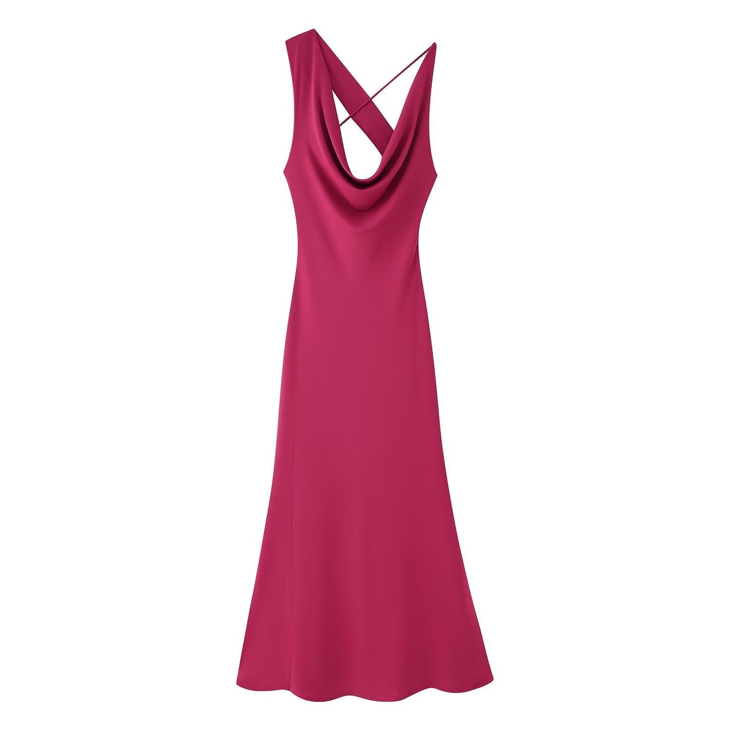 Women Clothing Spring Elegant High Grade Rose Red Dress
