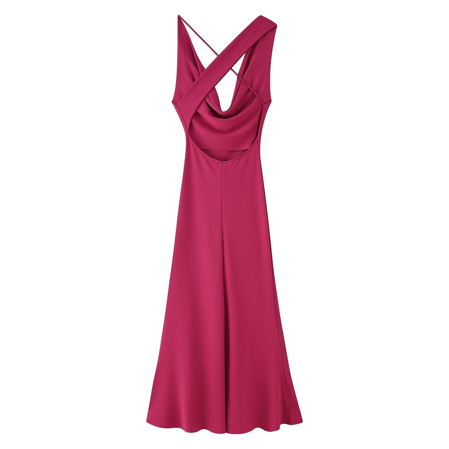 Women Clothing Spring Elegant High Grade Rose Red Dress