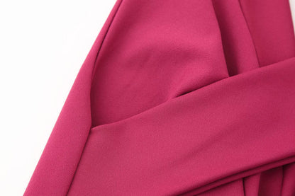 Women Clothing Spring Elegant High Grade Rose Red Dress