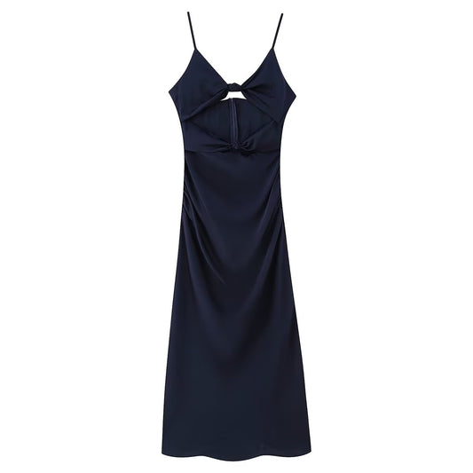 Spring Twisted Knot Embellished Hollow Suspender Dress