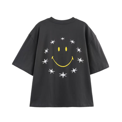 Vintage Letter Graphic Print Short Sleeved T shirt Summer Hip Hop Trend All Match Short Sleeved T shirt