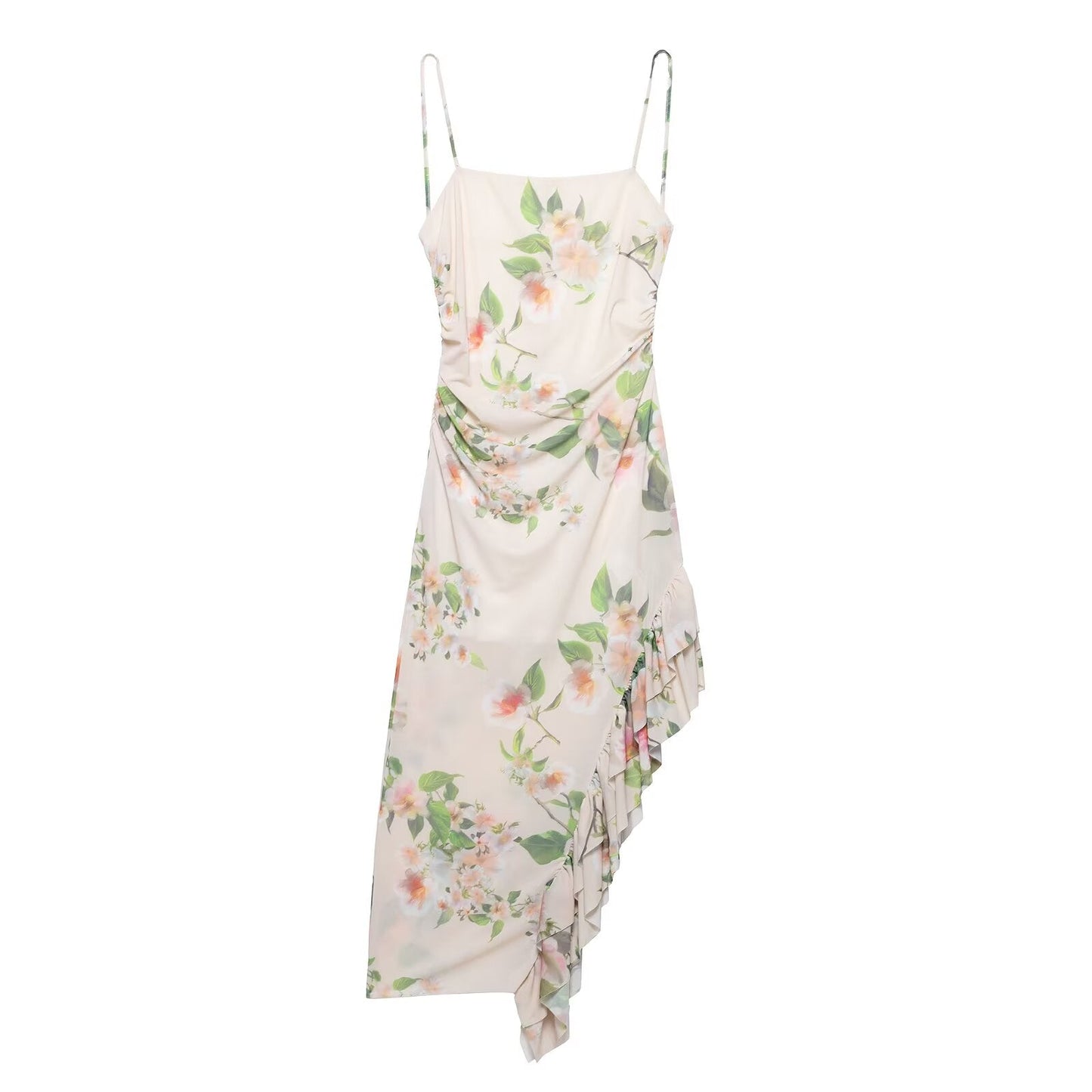 Sexy Big Backless Laminated Decoration Printing Dress Summer Asymmetric