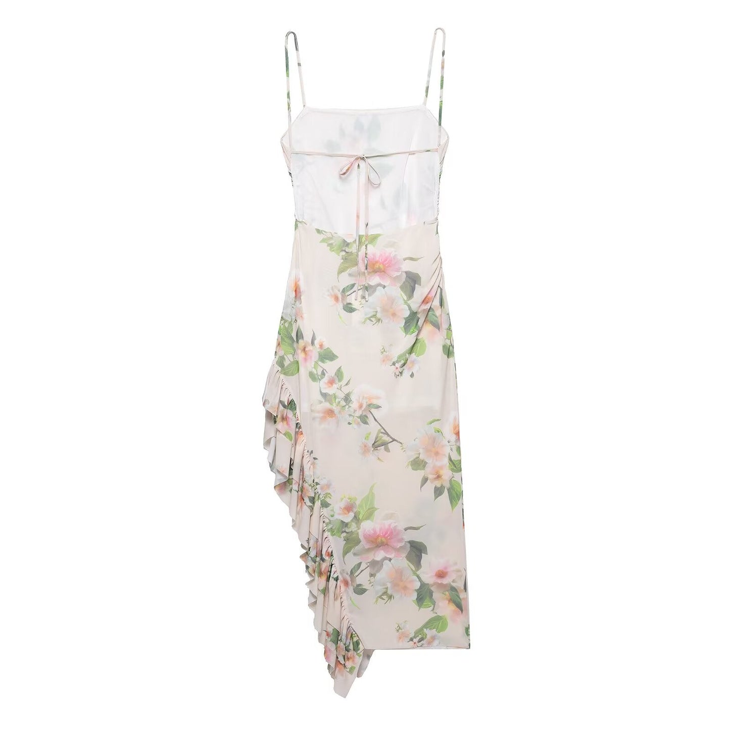 Sexy Big Backless Laminated Decoration Printing Dress Summer Asymmetric