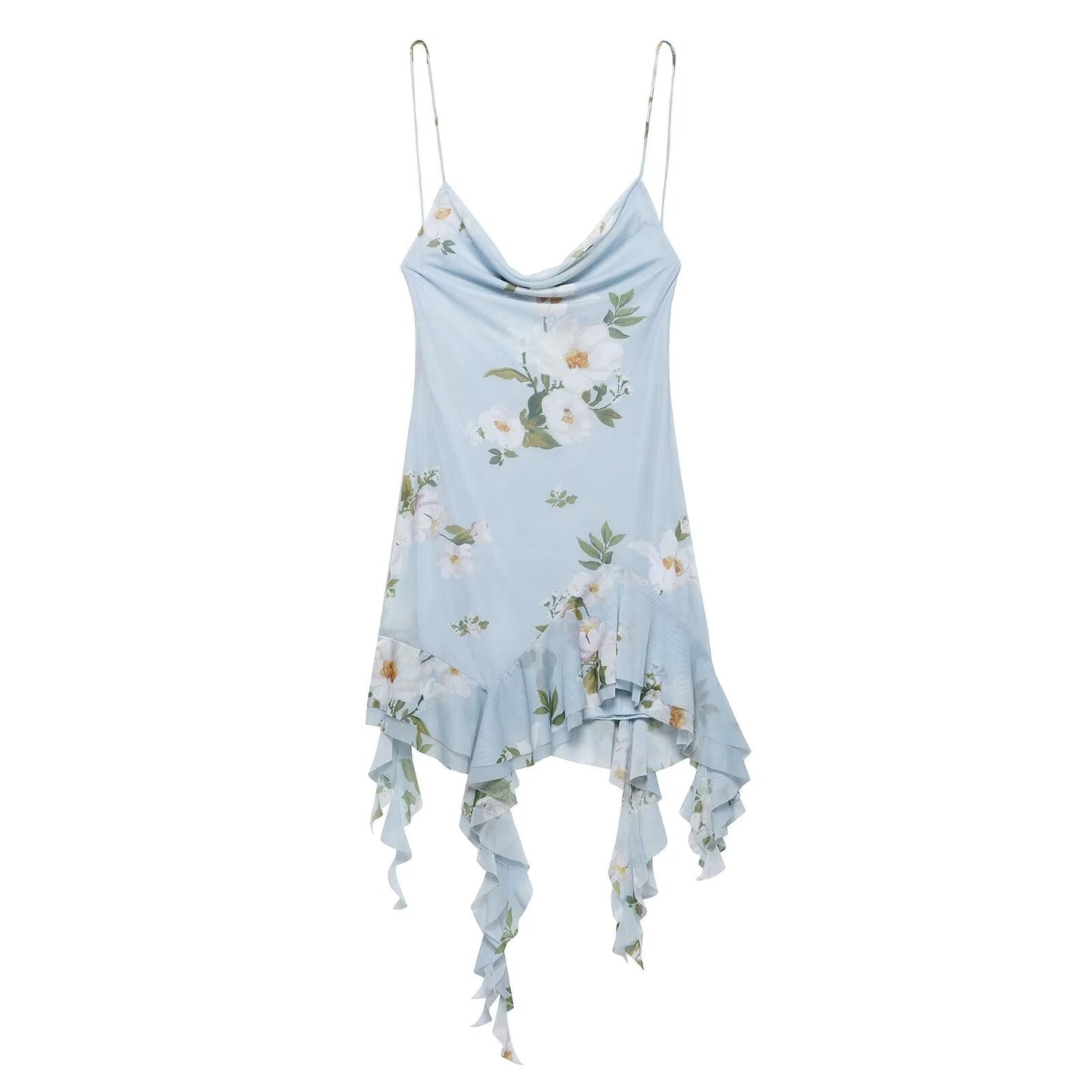 Women Clothing Printing Silk Net Short Dress