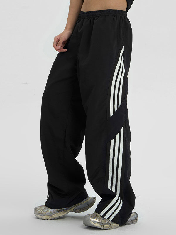 Stripe Print Wide Leg Pants