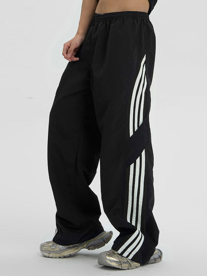 Stripe Print Wide Leg Pants